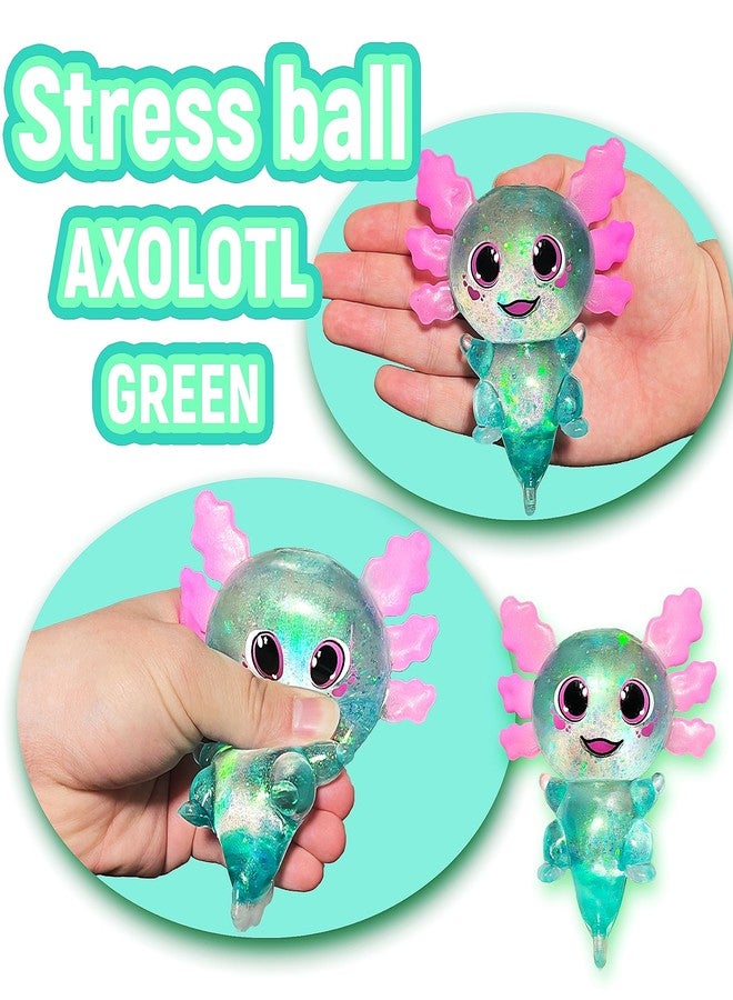 EVDERS Axolotl Squishy Sugar Ball, Slow Rise Axolotl Squishy Sensory Fidget Toys for Kids, Easter Basket Stuffers, Glitter Stress Relief Sugar Balls for Party Favors, Autism, ADHD (Green) - Image 3